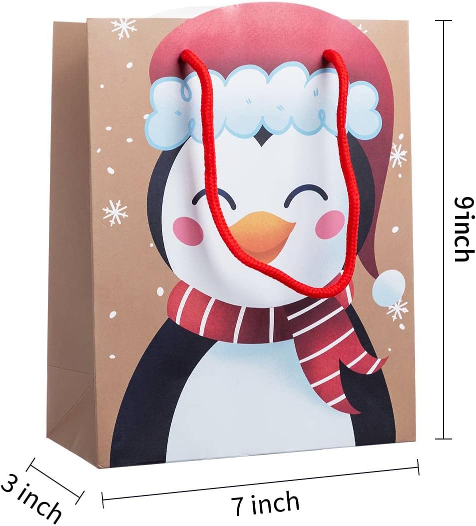 JOYIN Juego de extensión de bolsa de Navidad lindo juego de extensión de bolsa de Navidad, 12 bolsas de regalo de papel kraft de Navidad, juego de 6
