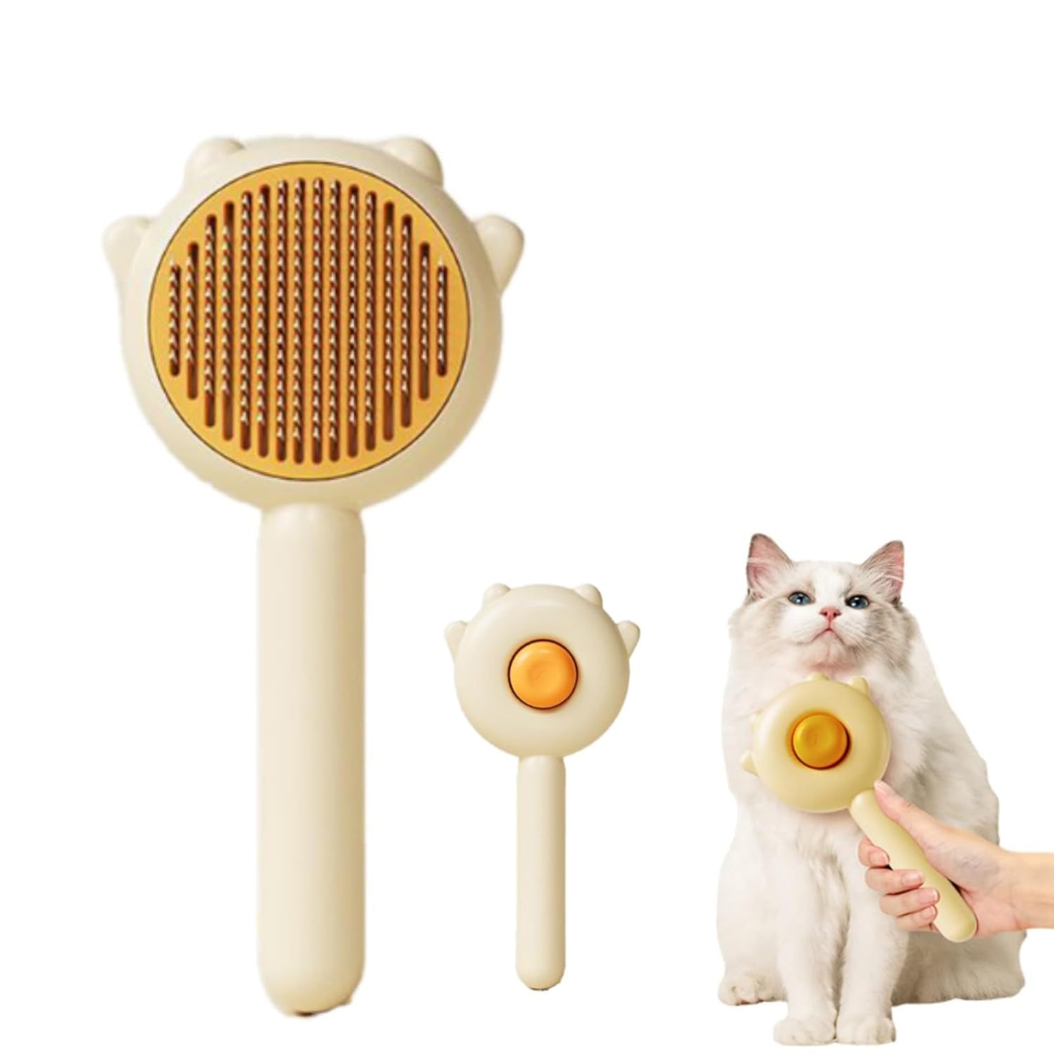 Awishday – Cepillo limpiador de pelo de mascotas para gatos, cepillo Dolaxe para mascotas, cepillo limpiador de pelo de mascotas Awishday (amarillo)