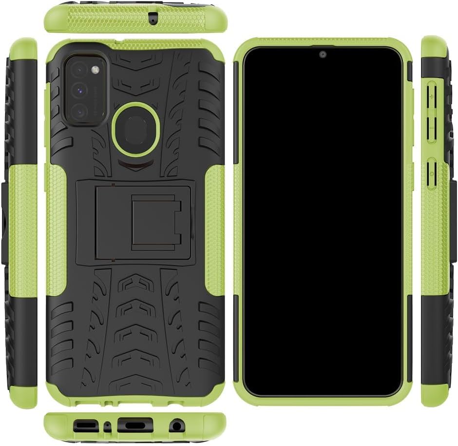 Asuwish Funda de teléfono para Samsung Galaxy M30s M21 con protector de pantalla de vidrio templado y soporte delgado, funda protectora híbrida