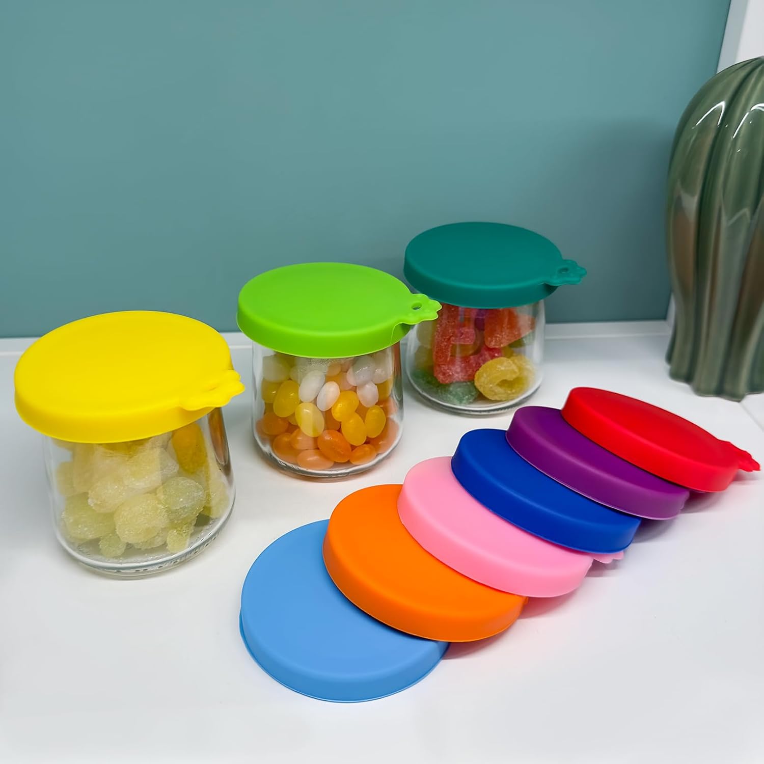 Oui – Tapas para tarros de yogur, paquete de 9 tapas Oui para recipiente de yogur Yoplait, selladas contra fugas, tapas de silicona para tarros de