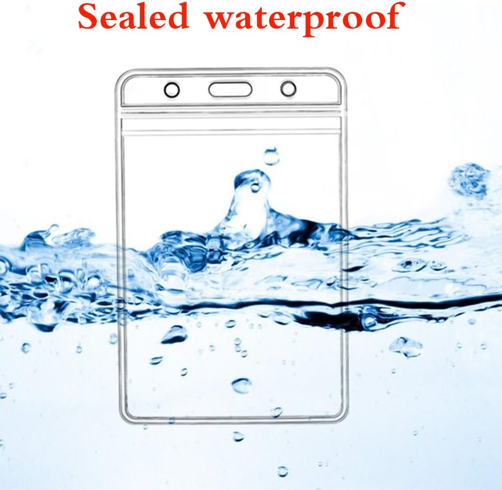 King Sum – Porta gafete de identificación vertical, sellable, impermeable, plástico transparente, compatible con RFID, proximidad, tarjeta de banda