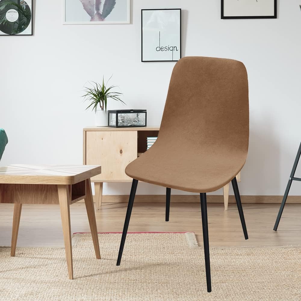 LIPOR Juego de 2 fundas elásticas de terciopelo para silla, fundas protectoras para sillas de comedor, modernas de mediados de siglo, sin brazos,