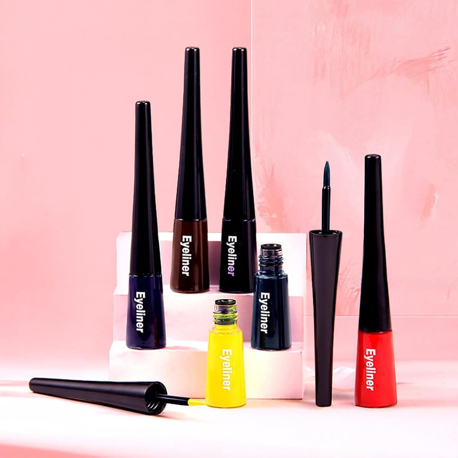 Delineador de ojos líquido mate, 6 colores neón coloridos, delineadores de ojos para mujeres, principiantes, impermeables, de alta pigmentación, de