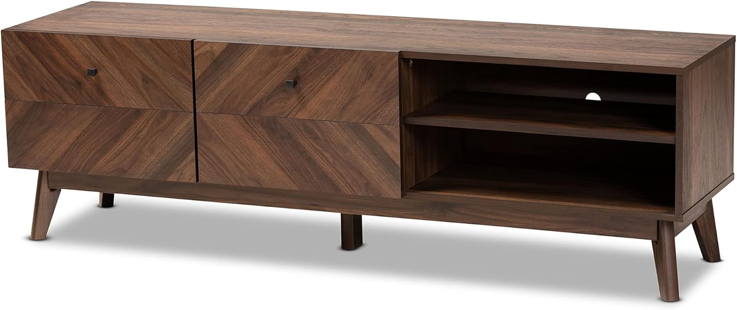 Baxton Studio Hartman – Muebles de TV, tamaño único, color marrón nogal