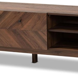 Baxton Studio Hartman – Muebles de TV, tamaño único, color marrón nogal Baxton Studio Hartman – Muebles de TV, tamaño único, color marrón nogal
