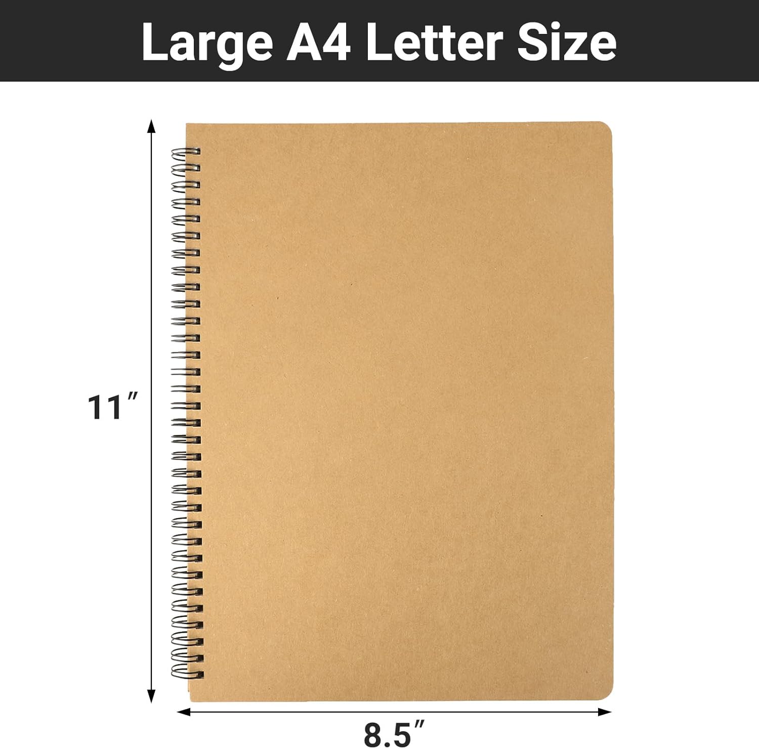 EUSOAR Cuaderno rayado de tapa dura, A4, 3 paquetes de 8.5 x 11 pulgadas, 120 páginas con rayas de papel kraft para escribir viajes, diario,