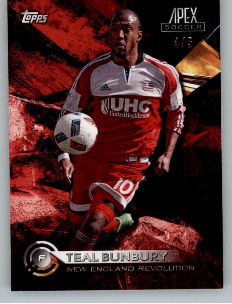 2016 Topps Apex Red #44 Teal Bunbury 045 New England Revolution Official Major League Soccer Card in Raw (NM or Better) Condition’