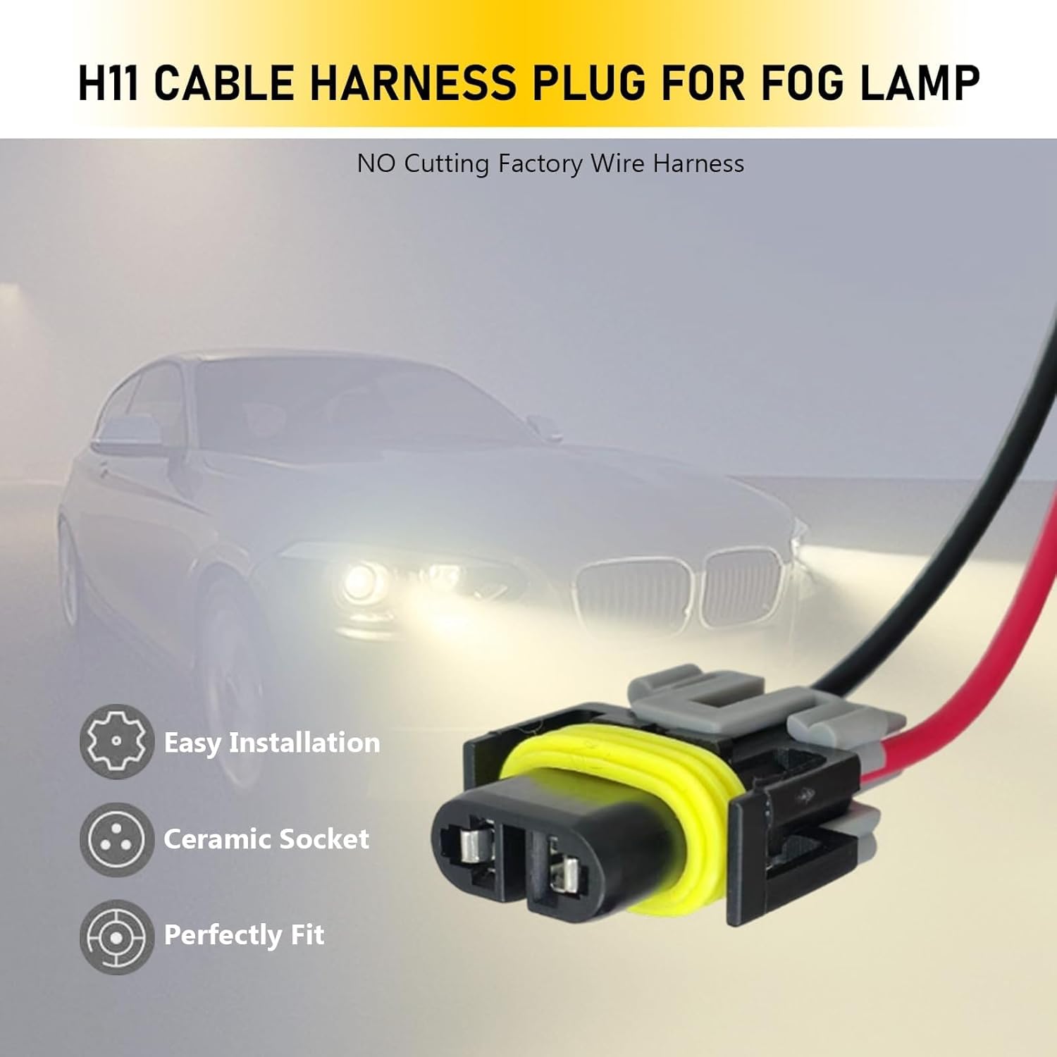 1 enchufe de arnés de lámpara antiniebla H11 para automóvil, conector impermeable de repuesto DJ7028Y-2.8-21, adaptador de conector de arnés hembra