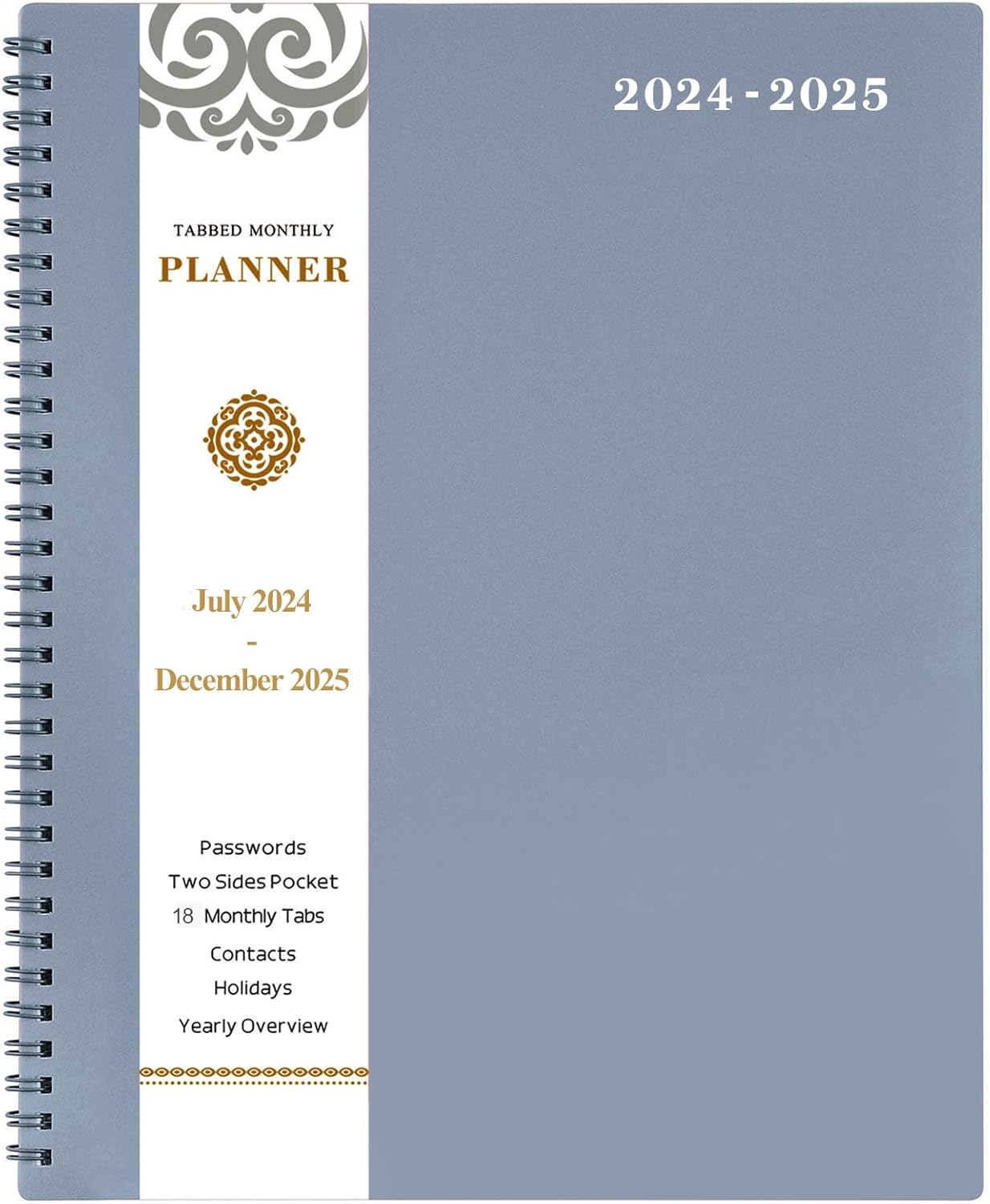 Agenda mensual 2024-2025  Agenda mensualcalendario 2024-2025, agenda de 12 meses con pestañas, bolsillo y etiqueta, contactos y contraseñas, 8.5 x