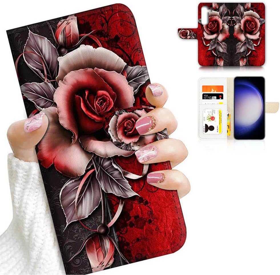 AD003 para Samsung S23+, Samsung Galaxy S23 Plus, diseño artístico, estilo cartera, diseño artístico, pintura de mariposa, protección de cuerpo