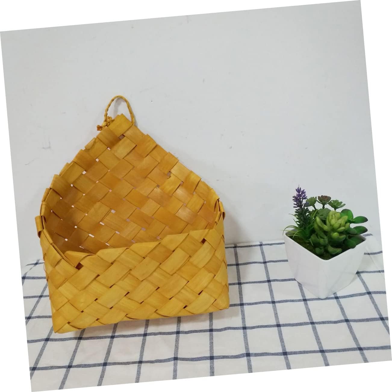 Alipis Cesta colgante de pared, cesta redonda tejida para plantas, cesta de pared tejida para interiores, cesta colgante para decoración del hogar,
