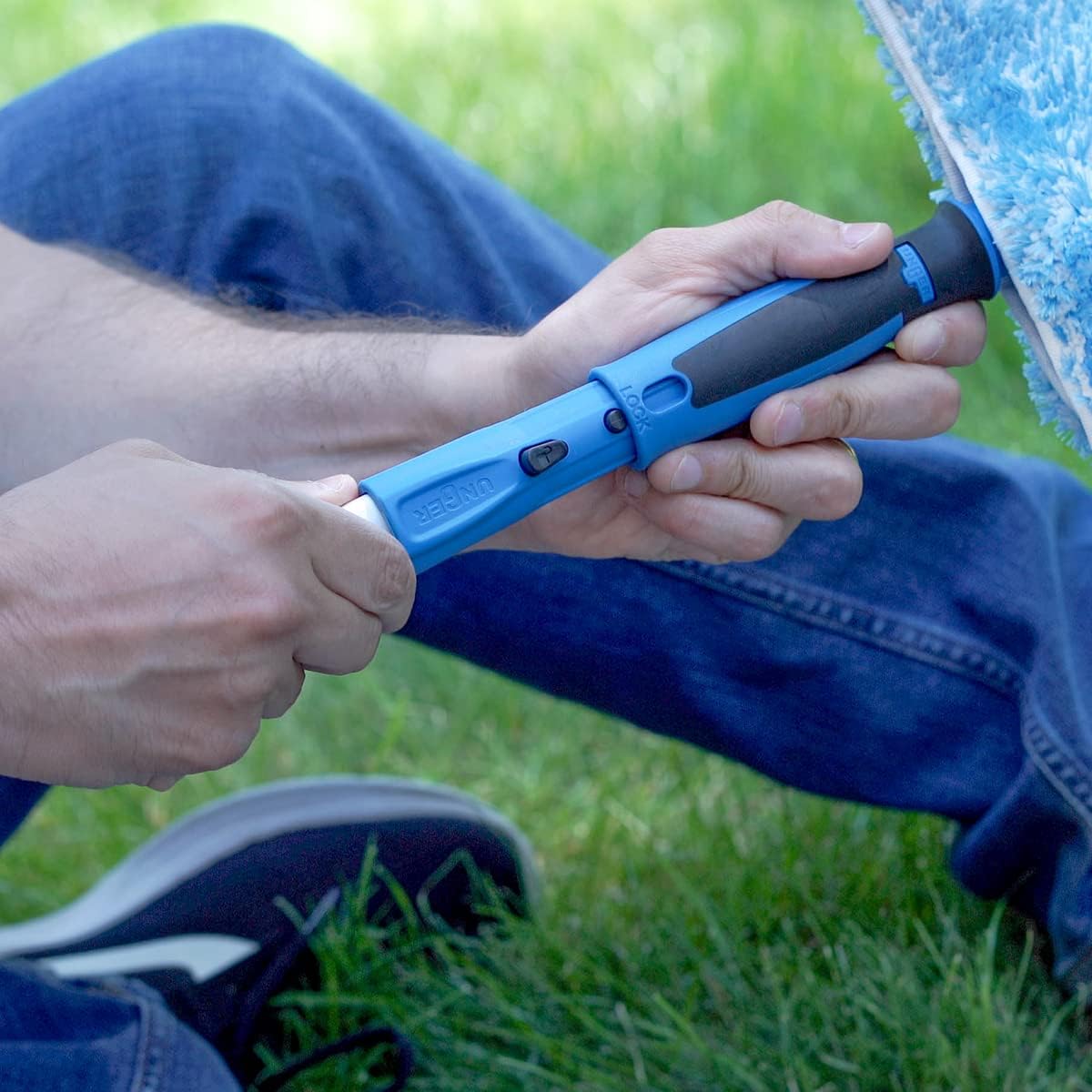 Unger Professional Connect & Clean – Poste telescópico multiusos de 6 a 18 pies con abrazadera de deslizamiento rápido, limpieza de ventanas, polvo,