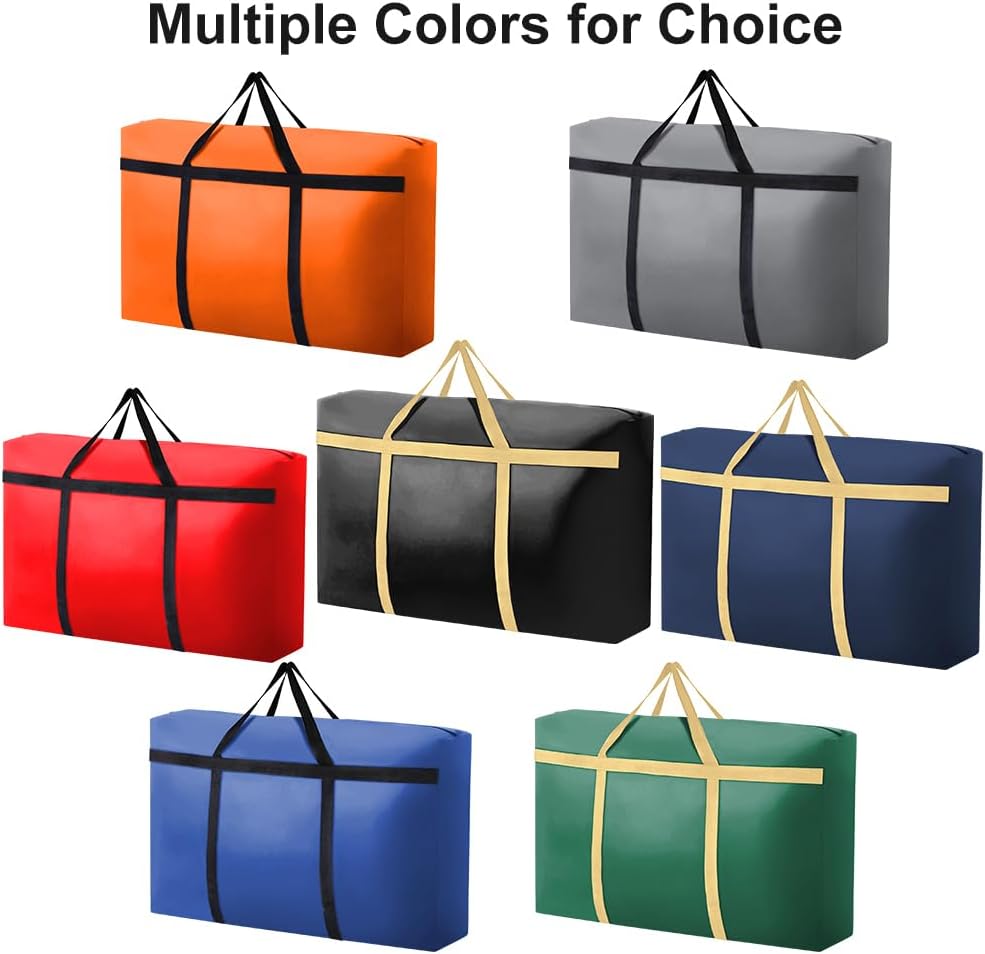 Paquete de 2 bolsas de mudanza resistentes extra grandes con cremalleras fuertes, bolsa de almacenamiento para ahorrar espacio para estudiantes