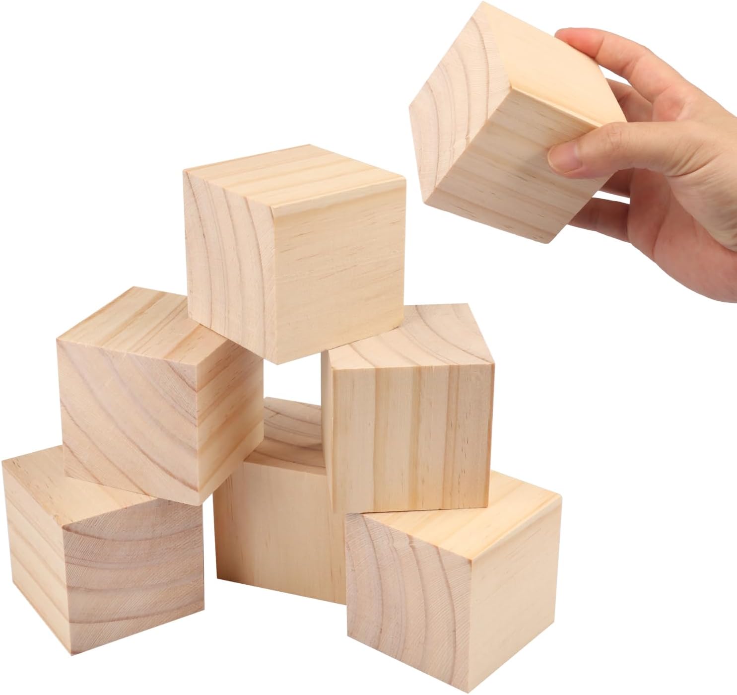 Paquete de 20 bloques de madera para manualidades, cubos de madera de pino de 2.36 pulgadas, cubos de madera de 2.4 x 2.4 x 2.4 in para pintura,