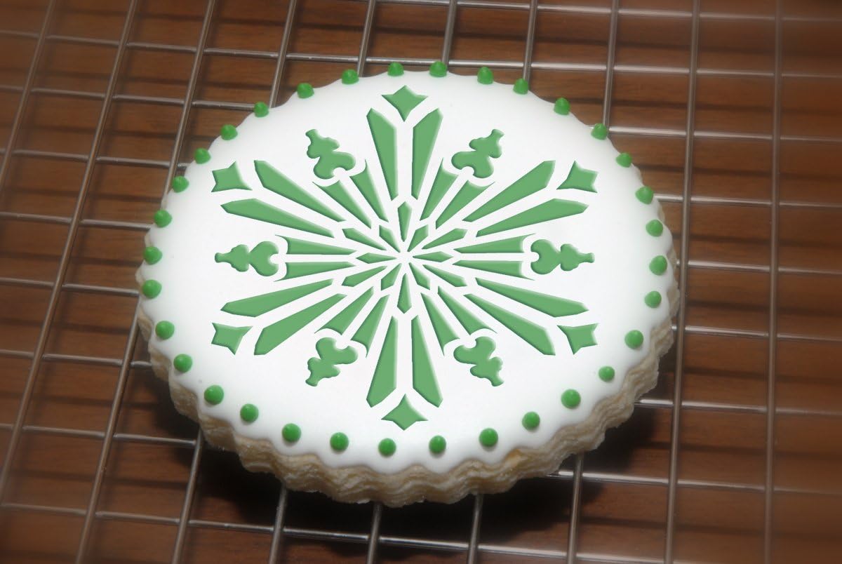 Designer Stencils Pequeños copos de nieve de cristal, 3 plantillas de galletas, beigesemitransparente