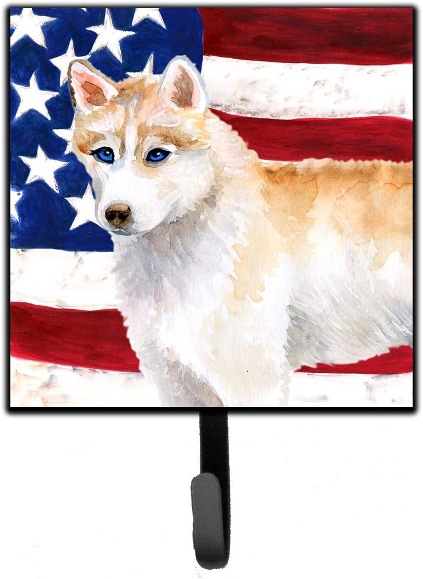 Caroline’s Treasures BB9655SH4 Siberian Husky – Correa patriótica o soporte para llaves, ganchos de pared, ganchos para llaves, soporte para colgar