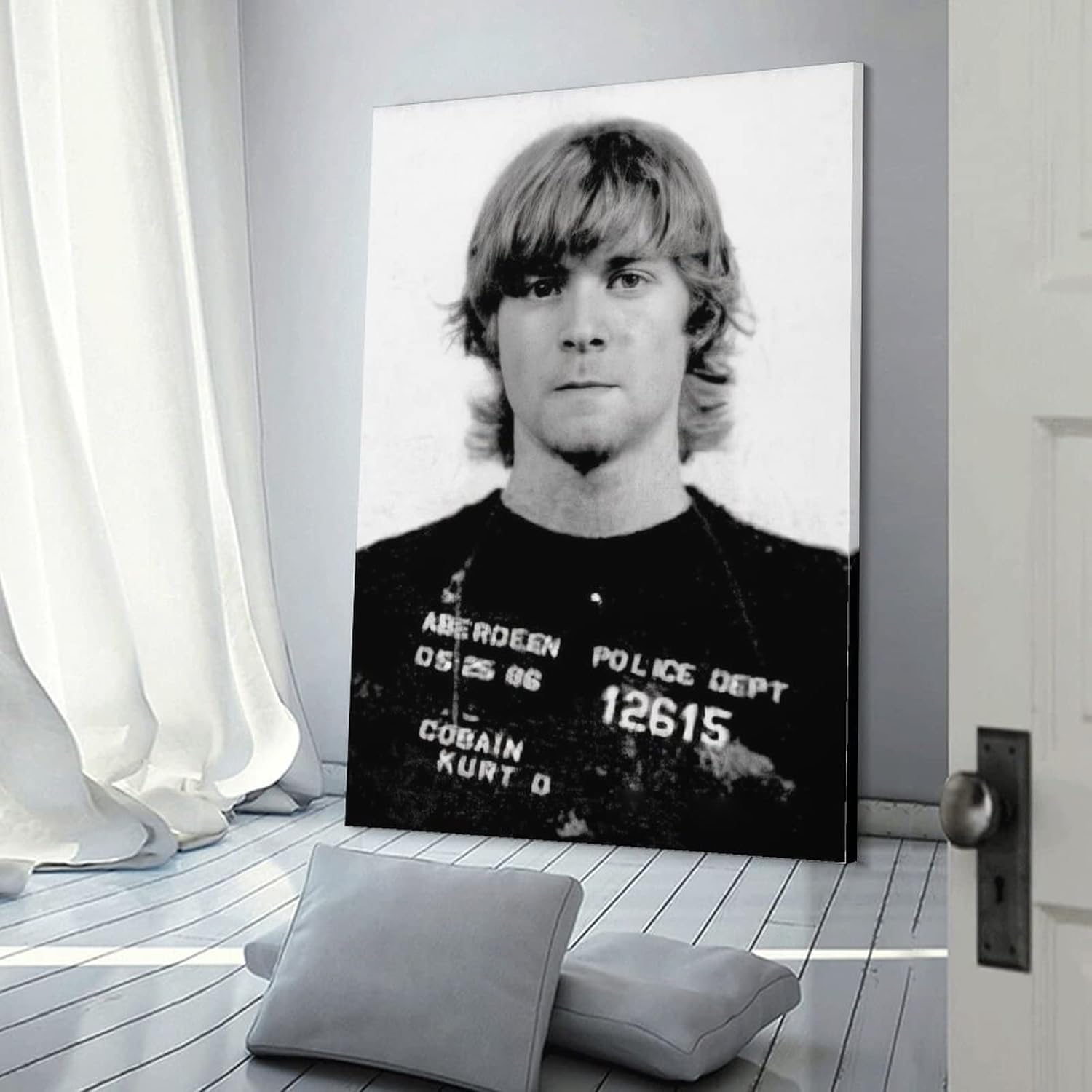 Póster vintage en blanco y negro de mafia Kurt Cobain gángster, póster de retrato, póster de pintura en lienzo, pósteres e impresiones artísticas de