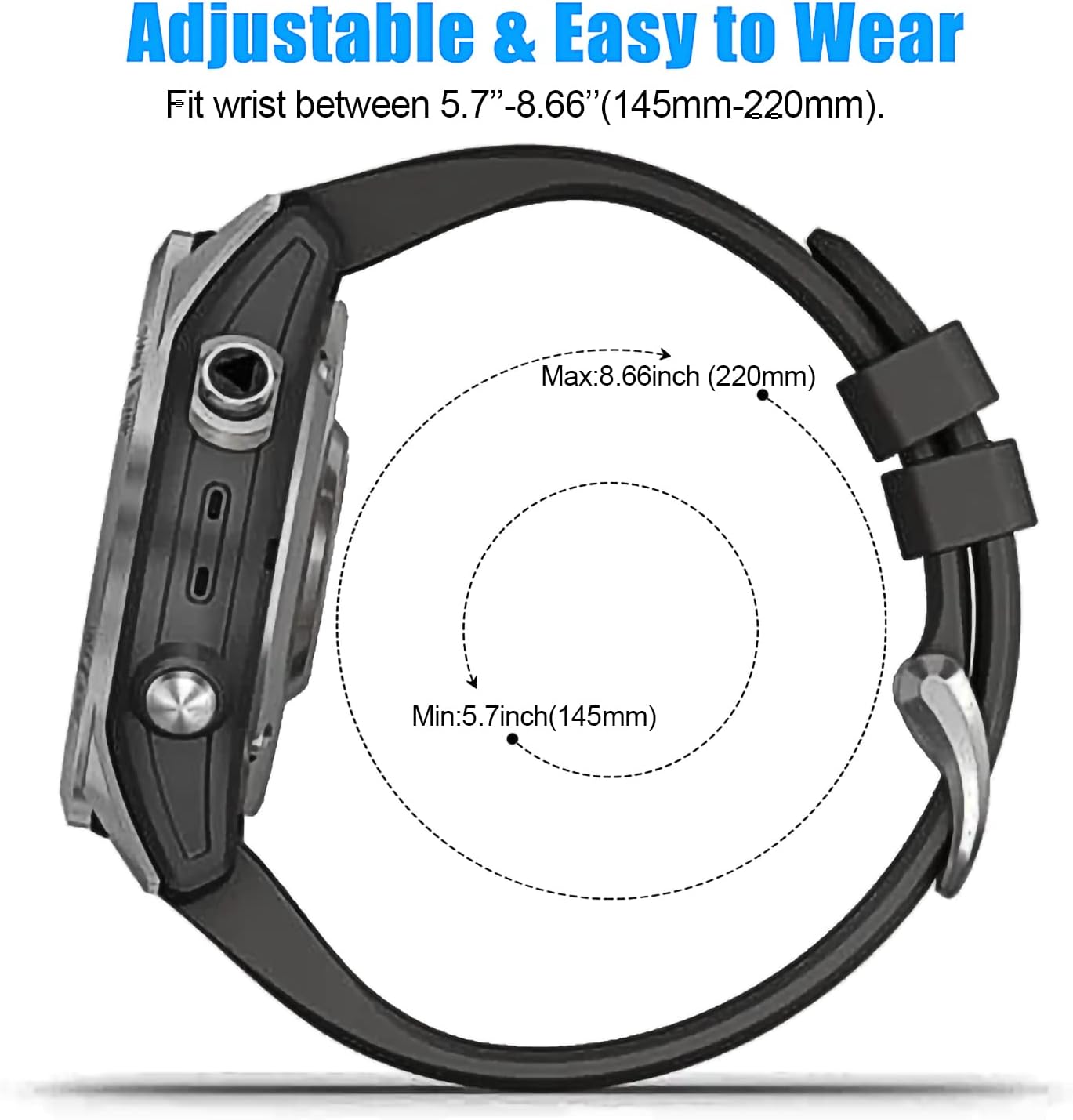 Correa de reloj inteligente de 1.024 in para GARMIN Fenix 7X Pro, Fenix 6X Fenix 5X 5X Plus, pulsera de silicona Fenix 6X Pro Descent Mk2i MK3i