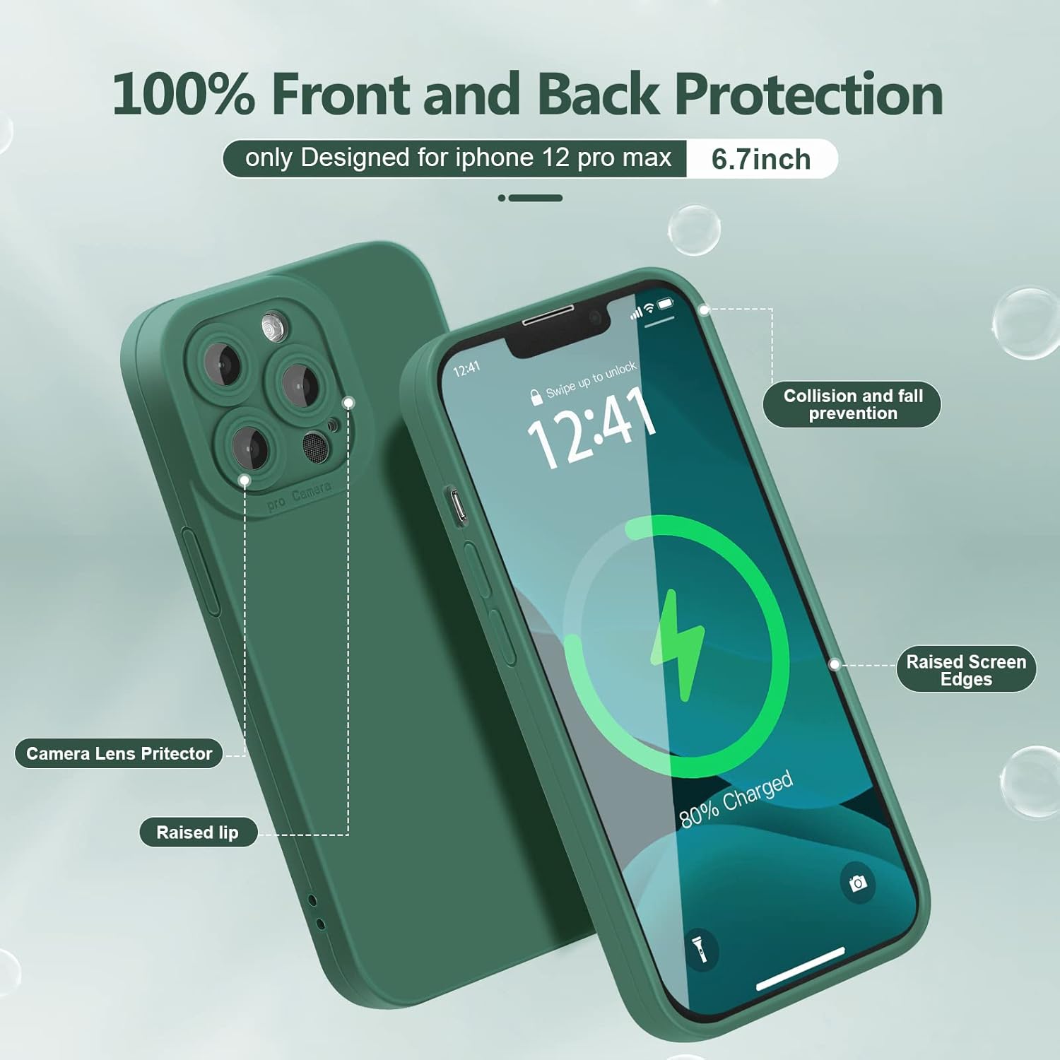 YZR Funda compatible con iPhone 12 Pro Max de 6.7 pulgadas (2020), serie sedosa y suave al tacto, funda protectora de goma de silicona líquida suave