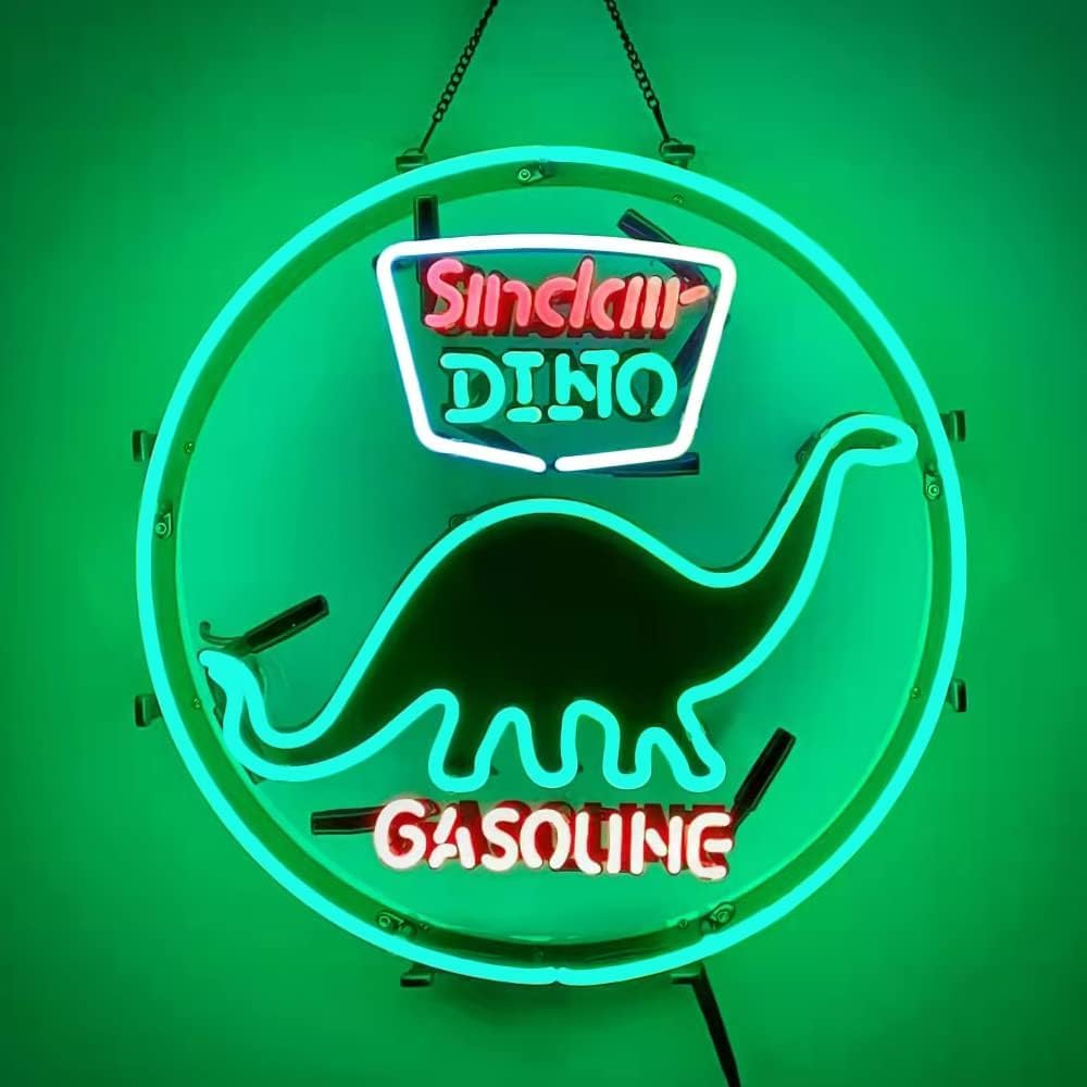 Sinclair – Letrero de neón de dinosaurio para paredes, de cristal real, para bar, cueva de hombre, garaje, pub, club, sala de juegos, restaurante,