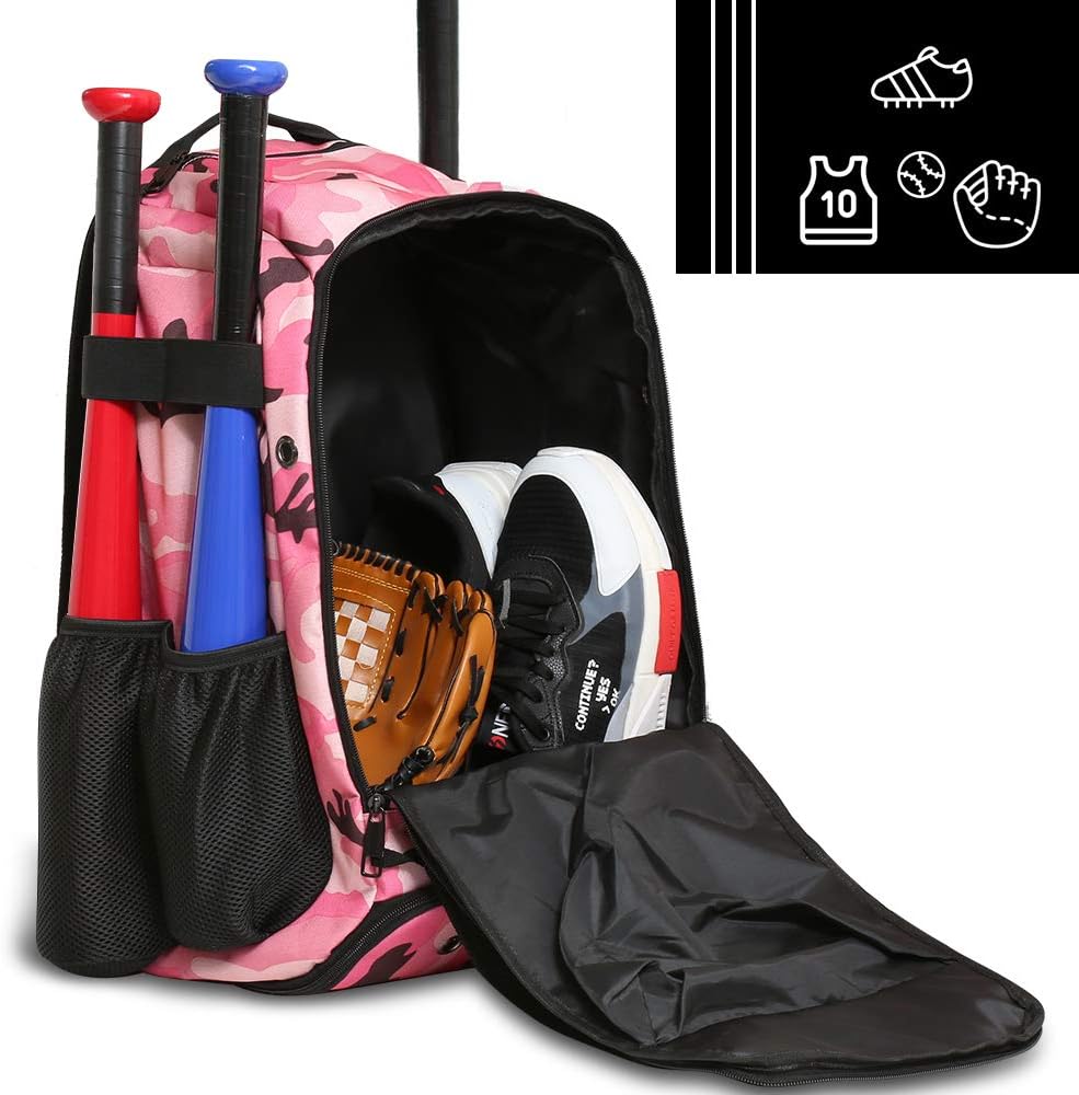 ZOEA – Mochila para bate de béisbol para niños y equipo de softbol y herramientas para jóvenes y adultos, gran capacidad para 4 bates, casco,