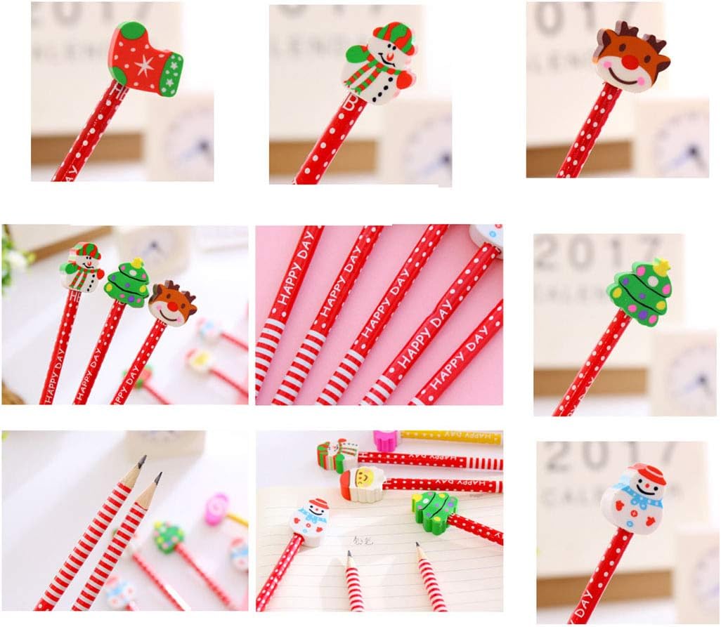 Yansanido Paquete de 40 lápices de Navidad para niños con borrador, lápices de madera a granel de 8.2 pulgadas, patrón de Navidad para regalo (40