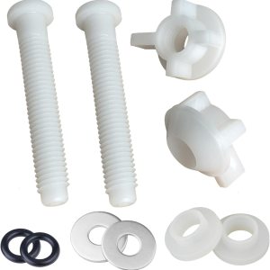 Paquete de 2 tornillos universales de repuesto de plástico blanco para asiento de inodoro, bisagras de asiento de inodoro, pernos y tuercas para Paquete de 2 tornillos universales de repuesto de plástico blanco para asiento de inodoro, bisagras de asiento de inodoro, pernos y tuercas para