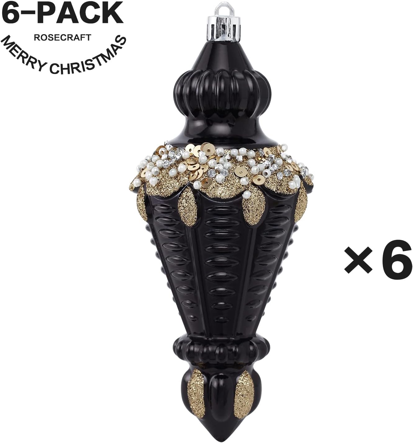 RoseCraft Juego de adornos de Navidad, bolas de Navidad inastillables de plástico de 5.75 pulgadas, adornos colgantes para decoración de árbol de