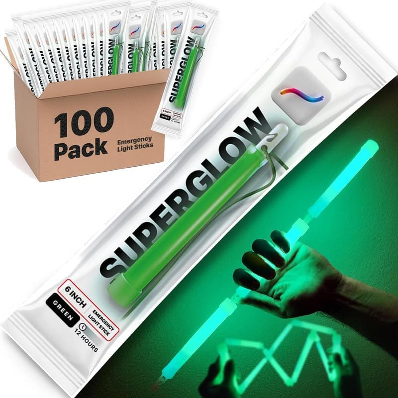 Glow Sticks Camping, Premium Snap-Together Unique Connecting Glowsticks Camping, Bulk Glow Sticks, Green Glow Sticks Emergency Light Sticks,