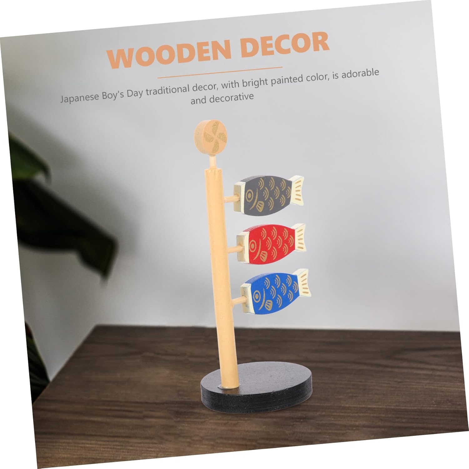 ABOOFAN Decoración de serpentina de carpa, 3 uds. Cosas lindas de carpa japonesa, soporte de madera para colocar estantería, decoración de barra de