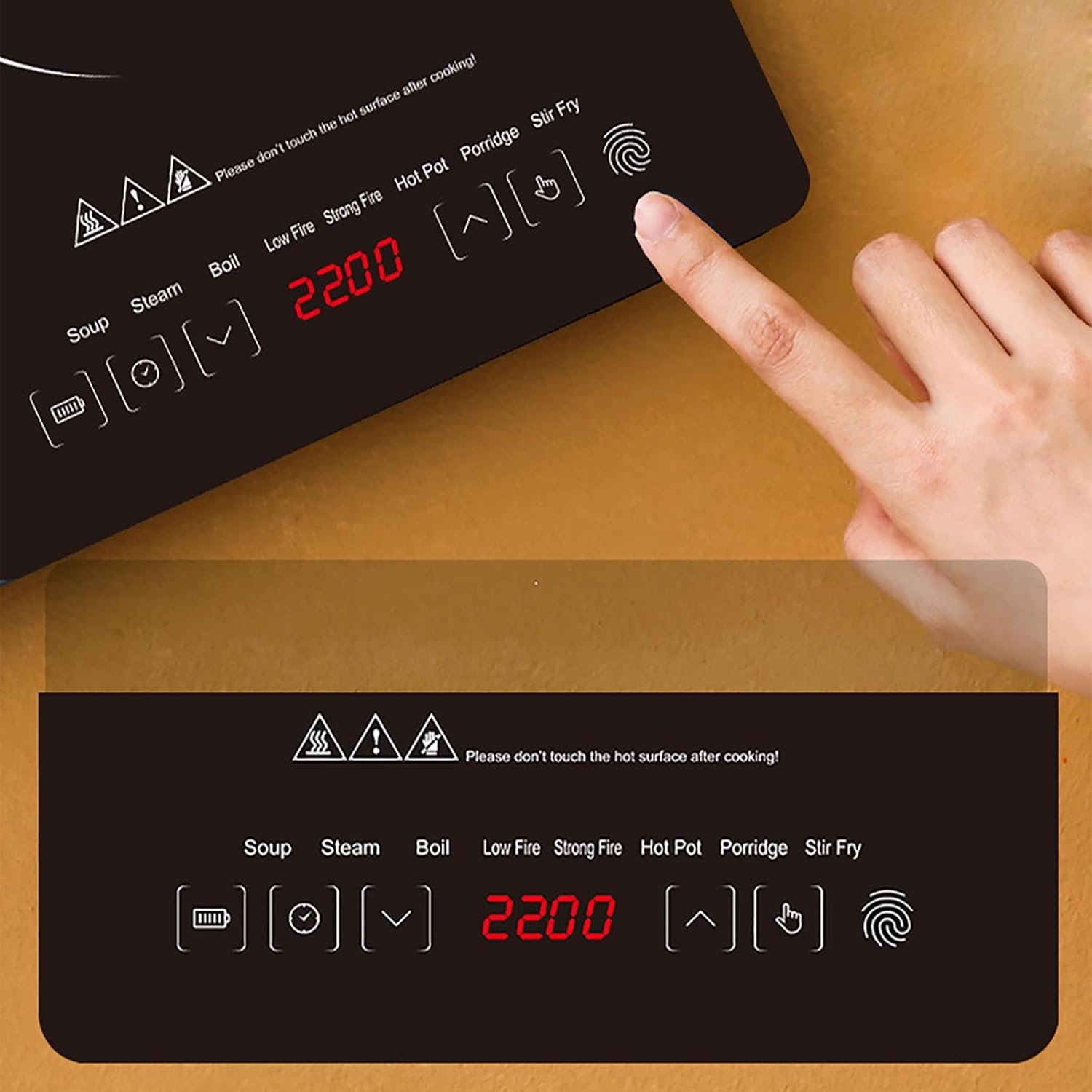 Placa de inducción Cocina de inducción única 2200 W 8 ajustes de potencia de temperatura 8 niveles de potencia con pantalla LED Control táctil