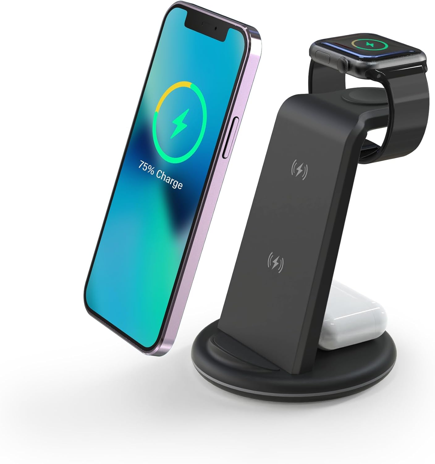 Cargador inalámbrico 3 en 1 para iPhone, base de carga rápida para múltiples dispositivos, estación de carga inalámbrica para iPhone