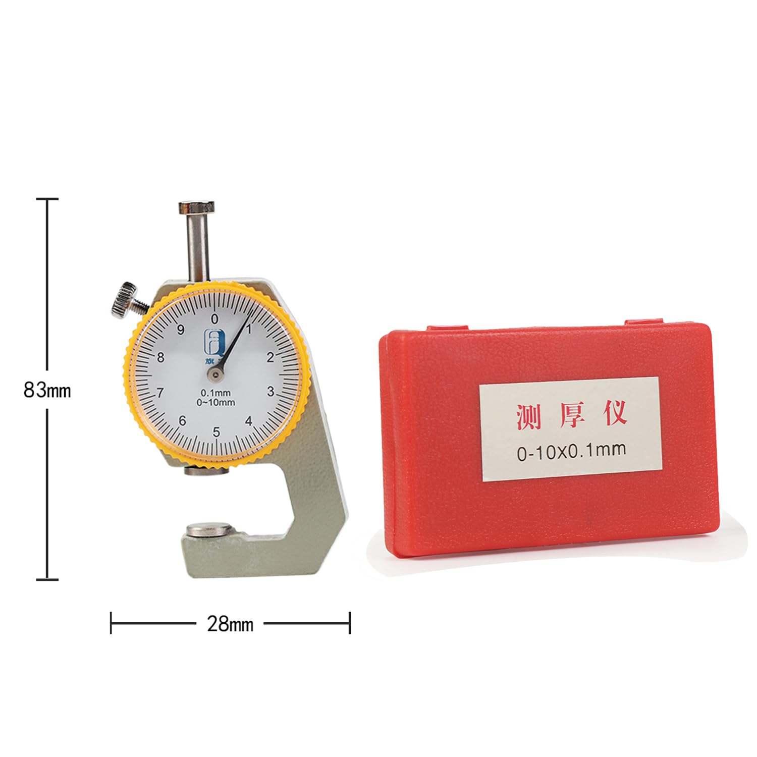 WUTA Medidor de espesor de cuero Herramientas de medición de 0.000-0.394 in0.004 in Medidor de espesor de dial Medidor de papel Probador para tubo