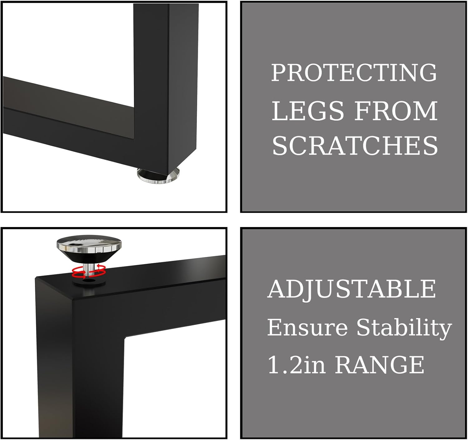 HOMEKAYT Patas de metal para mesa, patas de escritorio de 28 pulgadas de alto x 24 pulgadas de ancho, patas de mesa de estilo industrial y moderno,