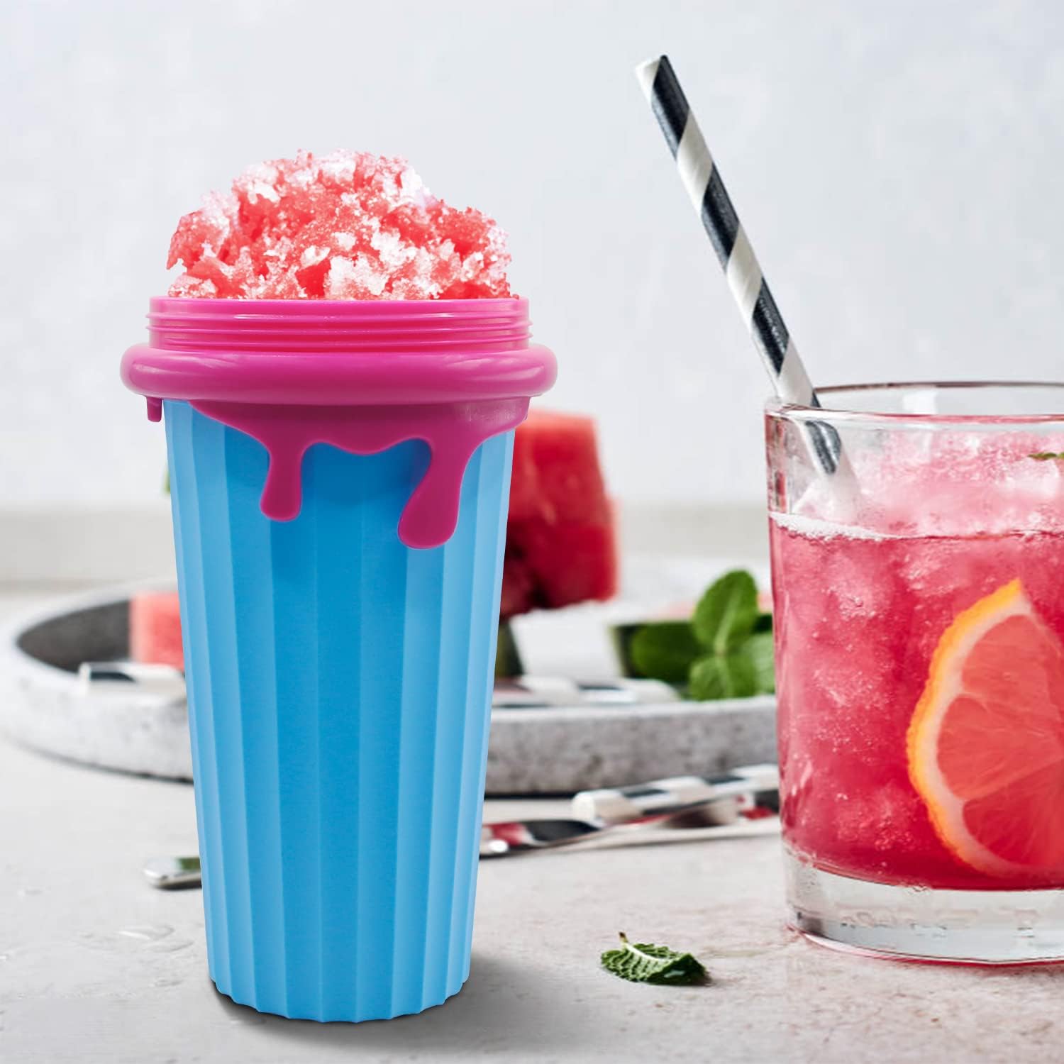 Upgrade 500ML Vaso para hacer granizados TIK TOK Frozen Magic Squeeze Cup  Batido de leche granizado de enfriamiento rápido para batidos de helado