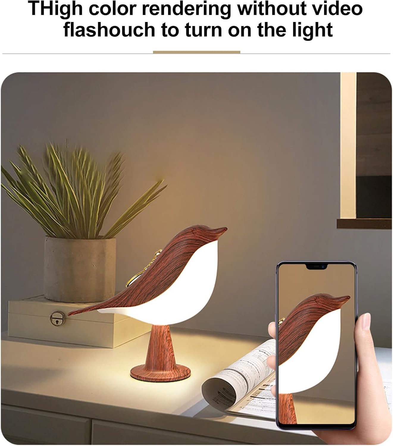 Lámpara de mesa con control táctil de mesita de noche, lámparas de aroma, con forma de pájaro, lámpara de escritorio LED con puerto de carga USB, 3