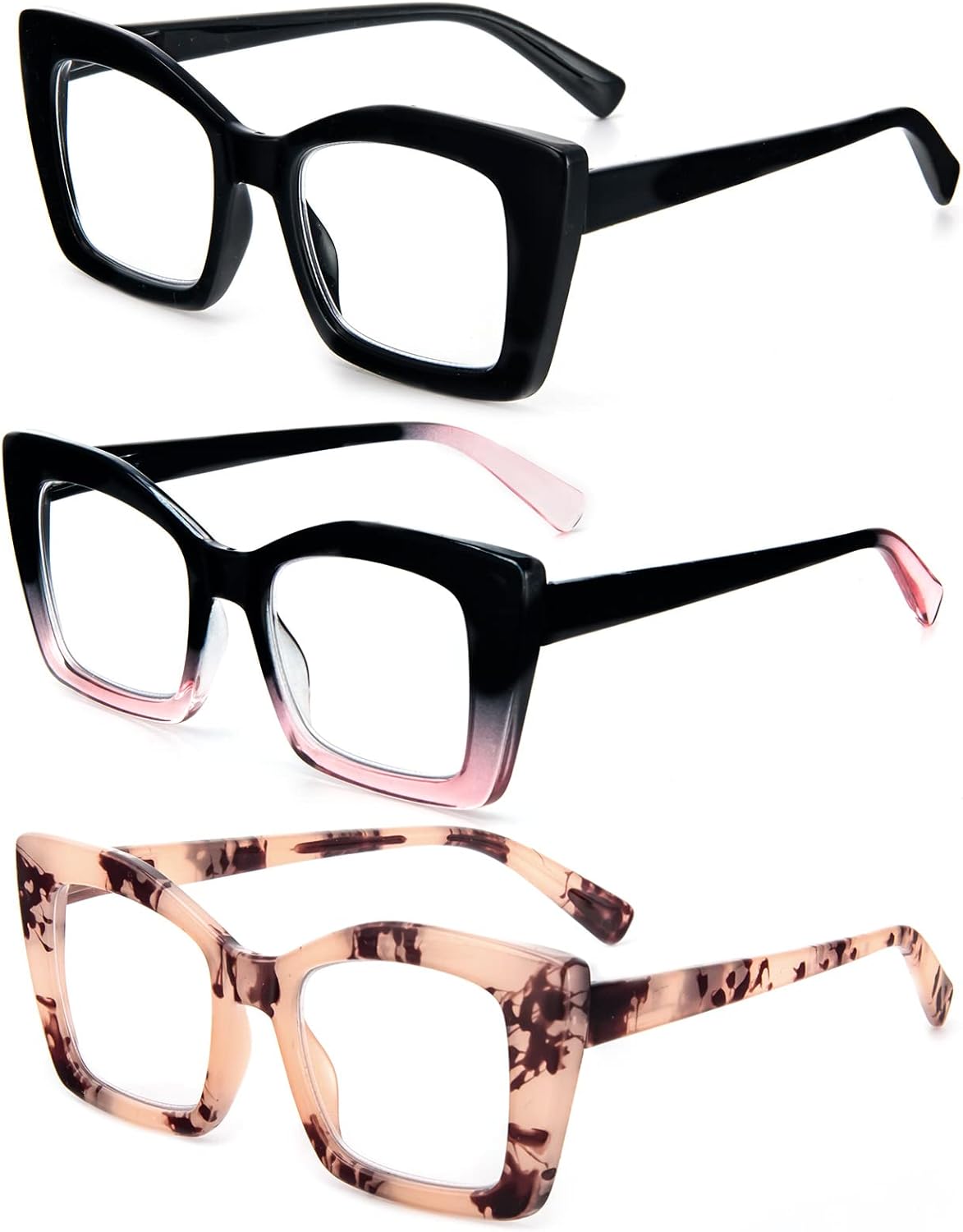 DXYXYO Lentes de lectura cuadrados de gran tamaño para mujer, bloqueo de luz azul, estilo Oprah, marco grueso, lectores con bisagra de resorte