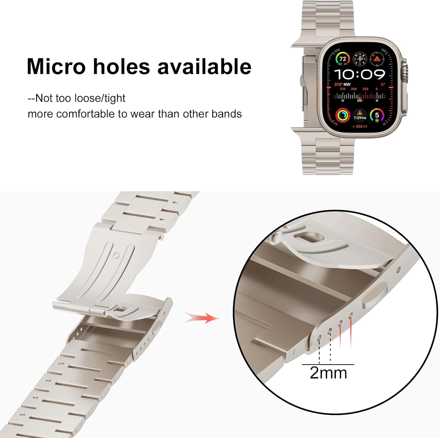iiteeology Correa de 1.929 in compatible con Apple Watch Ultra Band Series 9, pulsera de acero inoxidable mejorada para iWatch de 1.772 pulgadas,