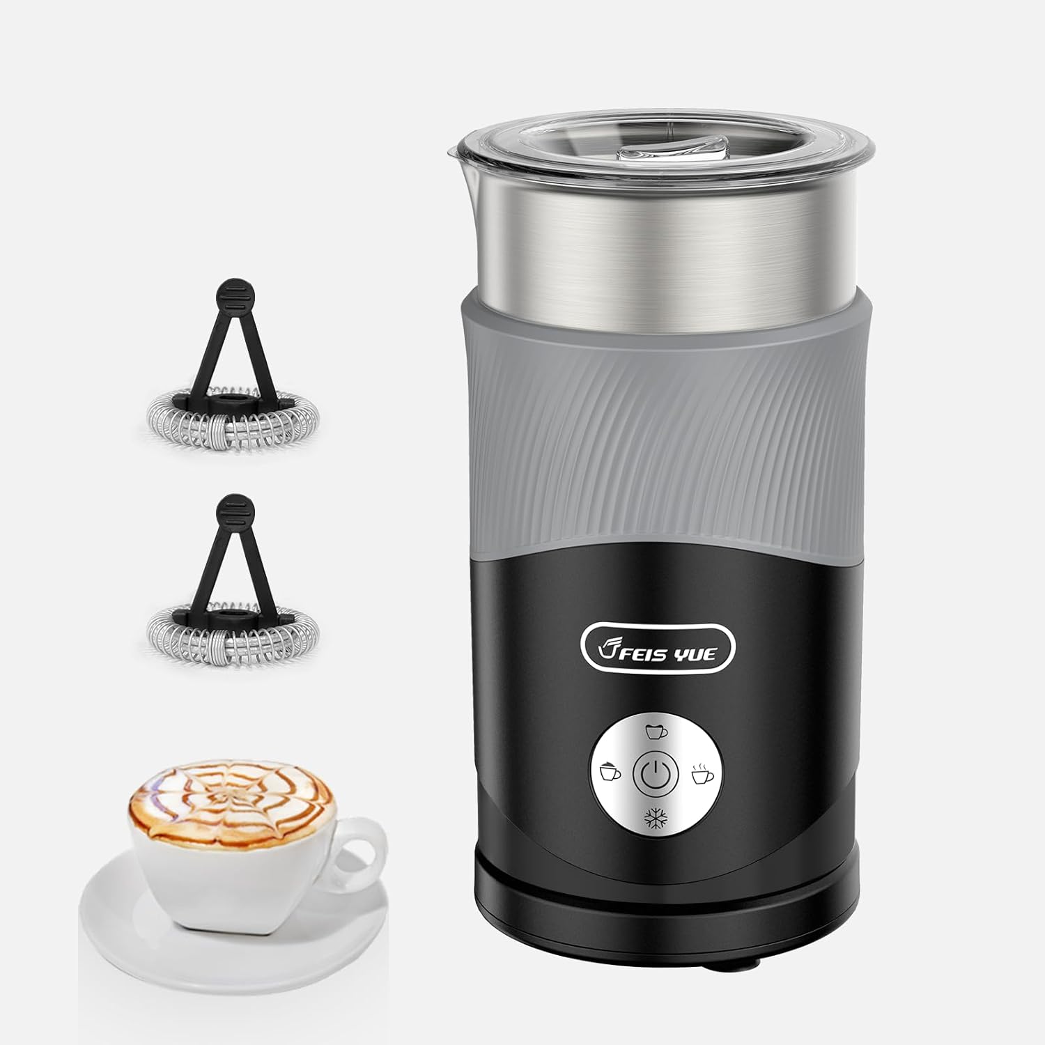 Espumador de leche, vaporizador de leche automático, espumador de leche eléctrico 4 en 1 de 12 onzas, vaporizador de leche eléctrico, espumador de