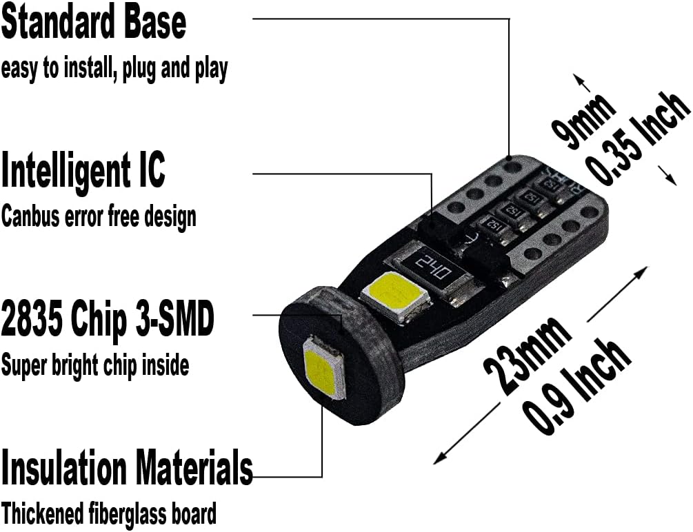 Kit de luz LED para mapa de cúpula interior, compatible con placa de espejo de tocador Toyota Tacoma 2016-2021, blanco brillante 6000K