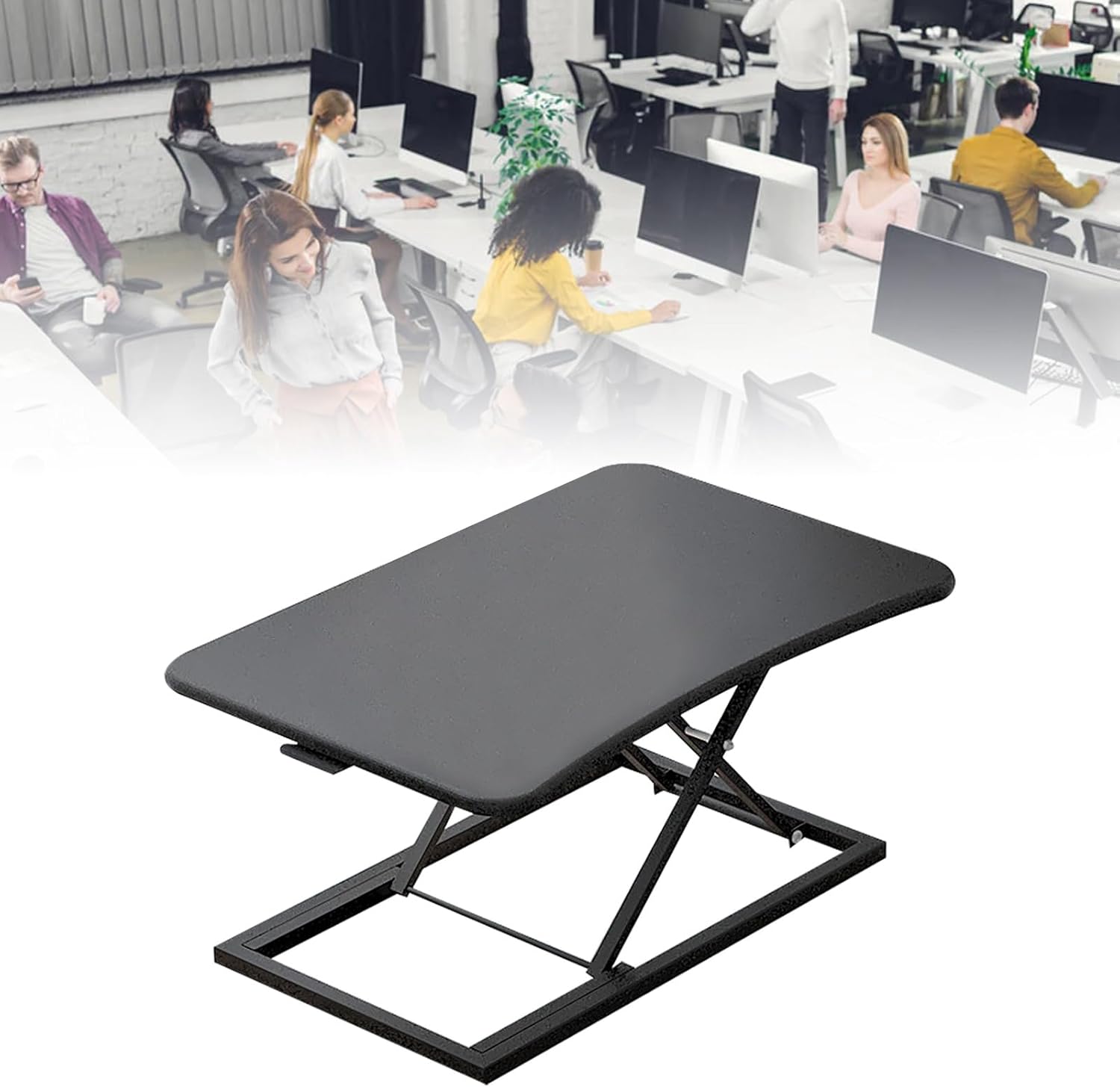 HUAOSN Convertidor de escritorio de pie, mesa de computadora de pie con 7 engranajes, altura adyustiva, mesa de trabajo para computadora portátil y