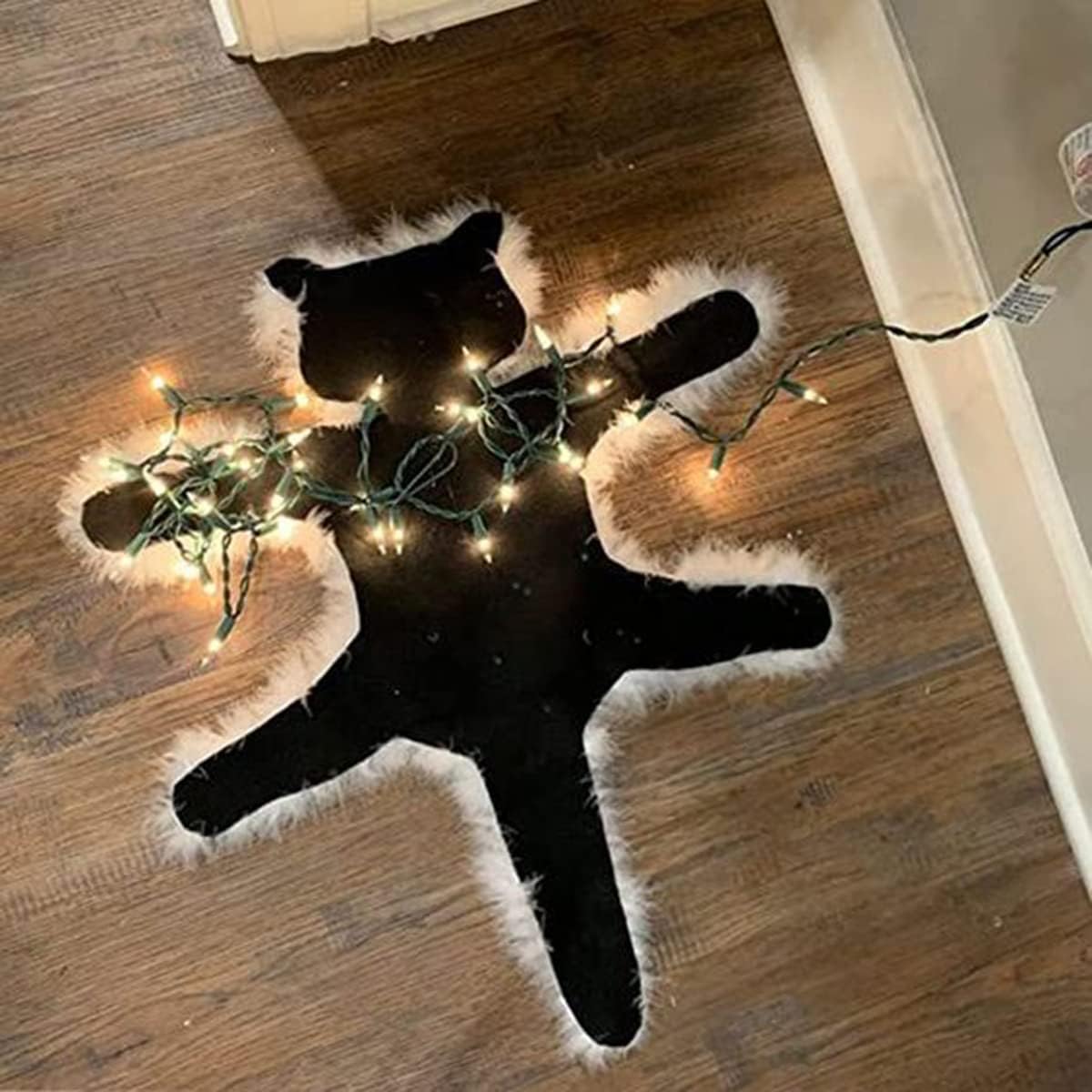 Creaion Divertidas alfombras de Navidad iluminadas con diseño de gato frito, decoración nacional de Navidad, vacaciones, aldea, regalos de Navidad