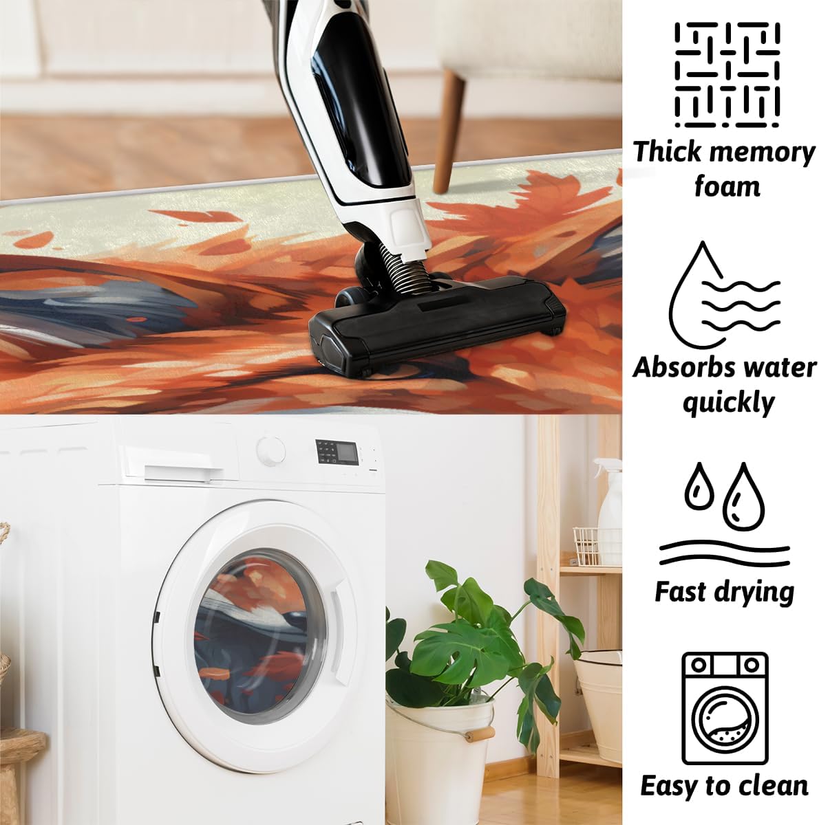 cfpolar Alfombras de baño de lobo, hojas de arce otoñal, alfombra de baño antideslizante, tapete de baño de microfibra absorbente, lavable a