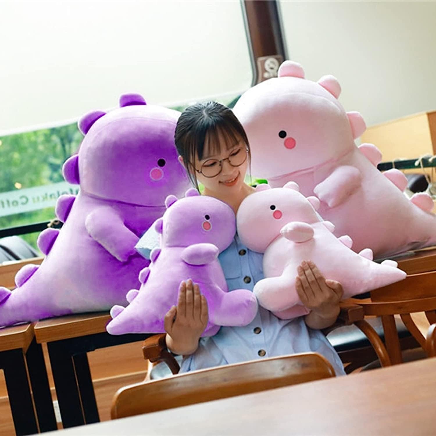 Lindos juguetes de peluche de dinosaurio, animales de peluche de dinosaurio grueso, animales de peluche suaves de dinosaurio, regalos de cumpleaños
