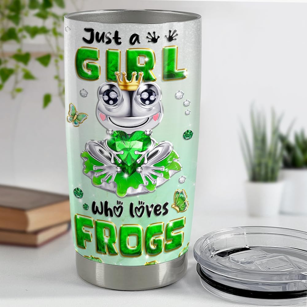 SANDJEST Vaso de rana de 20 onzas con aislamiento de acero inoxidable para niñas y adolescentes, regalo para cumpleaños o Navidad