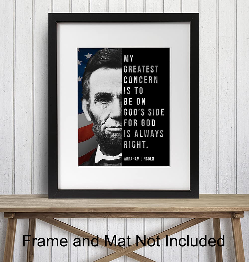 Abe Lincoln – Abraham Lincoln Poster, 8×10 – American Flag Wall Decor – Patriotic Decor – Religious Wall Decor – God Wall Decor – Christian Wall Art