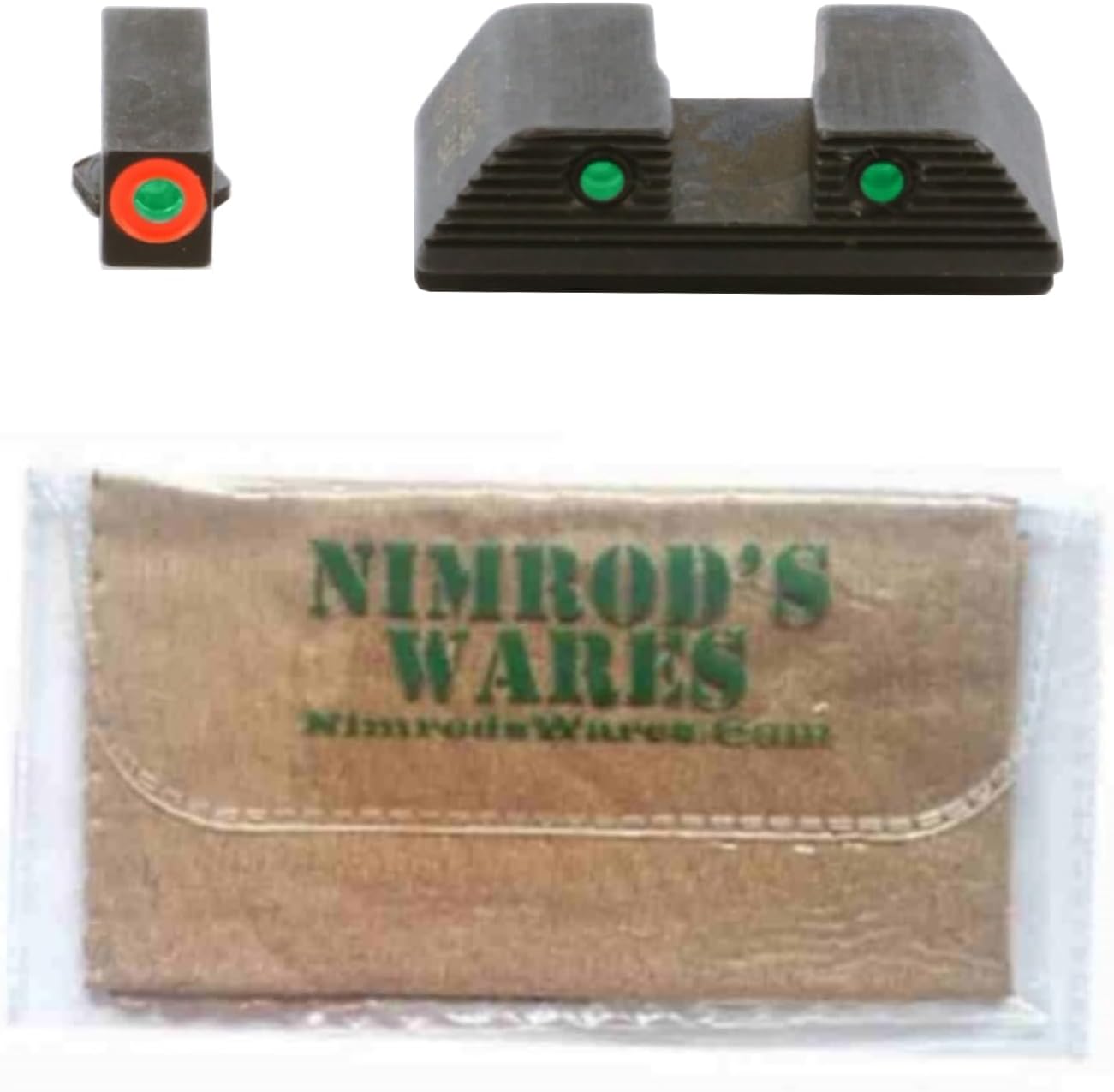 Nimrod’s Wares AmeriGlo – Juego de miras nocturnas compatibles con Glock Gen 1-4 20 21 29 30 31 32 36 GL-817 paquete con paño de microfibra