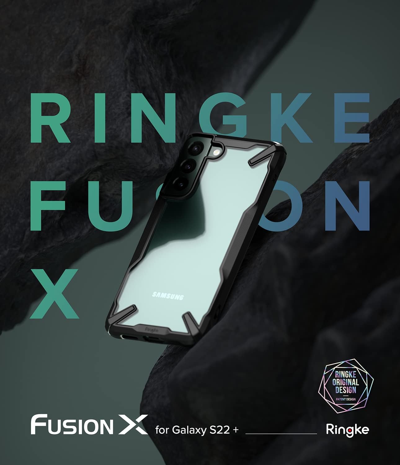 Ringke Fusion-X – Funda compatible con Samsung Galaxy S22 Plus 5G (2022), parte trasera dura de camuflaje con funda protectora lateral mejorada a