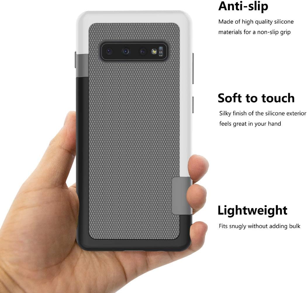 Jeylly Funda para Galaxy S10 Plus, para Samsung S10+, ultra delgada de una pieza de 3 colores de impacto antideslizante resistente TPU suave
