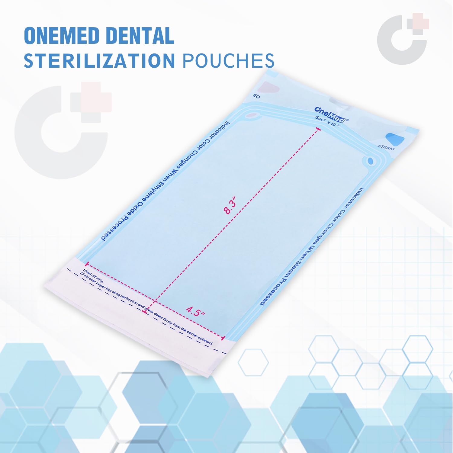 OneMed 400 bolsas de esterilización autosellantes dentales 5.25×10 pulgadas 200caja 2 cajas